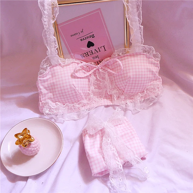 Women Bra Panties Set Kawaii  Underwear Lolita Kawaii Bra - Girl Sweet  Wire Free - Aliexpress