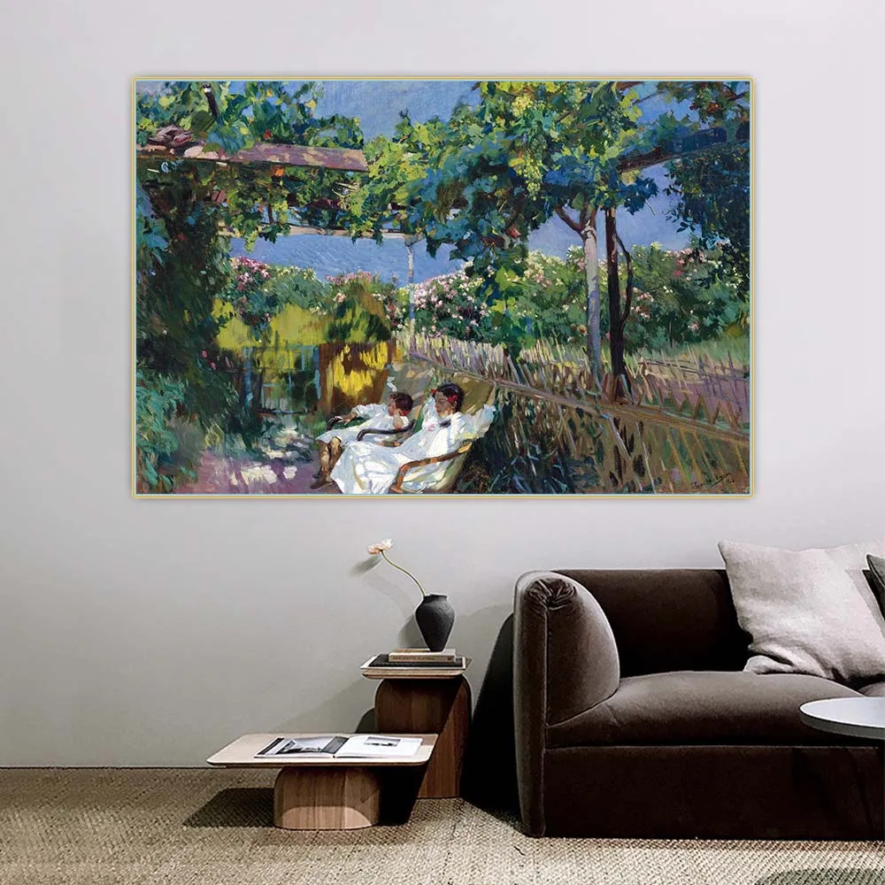 

Joaquin Sorolla " Nap in the garden " Canvas Oil Painting Picture Print Poster Backdrop Wall Decor Home Bedroom Decoration