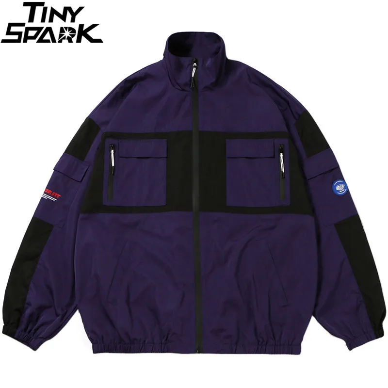 

Hip Hop Men Streetwear Jacket Windbreaker Chinese Kanji Color Block Retro Track Jackets Coat Harajuku Jacket Outwear Oversized
