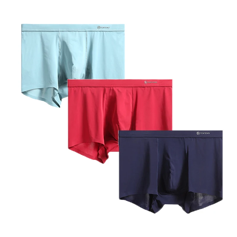 0157-3P-10 3 шт./компл. трусы-боксеры из Ice Silk Мужское нижнее белье быстросохнущие Мужские шорты боксеры одноцветные бесшовные пикантные мужские трусы кальсоны Calzoncillo Hombre - Цвет: 0157-3P-10