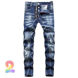 Pantalones vaqueros dsq para hombre, Jeans informales con agujeros dañados, de alta calidad, estilo Hip Hop DSQ