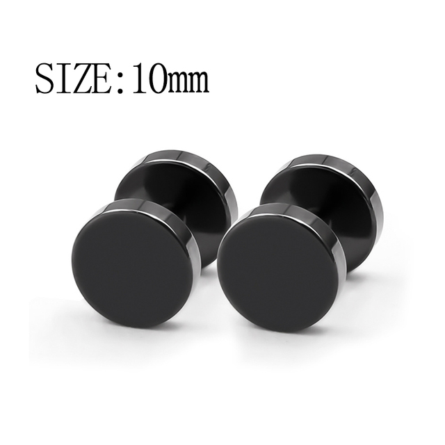 pair Punk Black-color Multiple Styles Stainless Steel Stud Earrings For Men and Women Street Pop Hip Hop Gothic Ear Jewelry