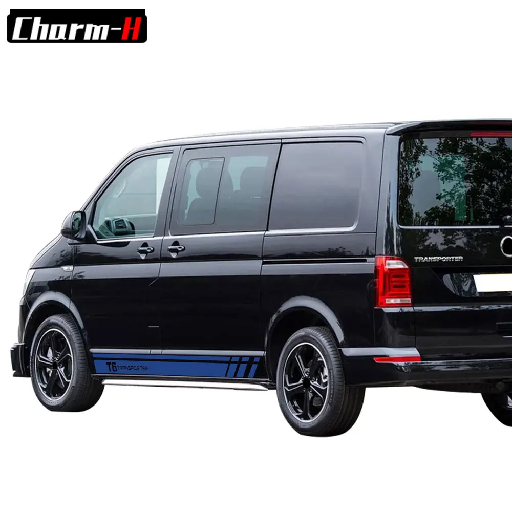 2pcs Side Stripes For VW Volkswagen Transporter T5 T6 Door Side Skirt Stickers Camper Van Vinyl Decal  Accessories