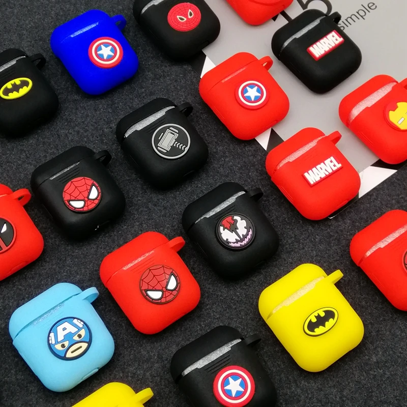 

Hot Captain America Wireless Bluetooth Earphone Case For Apple AirPods Protective cases Headphones Cover Superman Charging Box