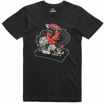 

Hardcore Gorilla DJ Cartoon Style Turntable Mixing T Shirt