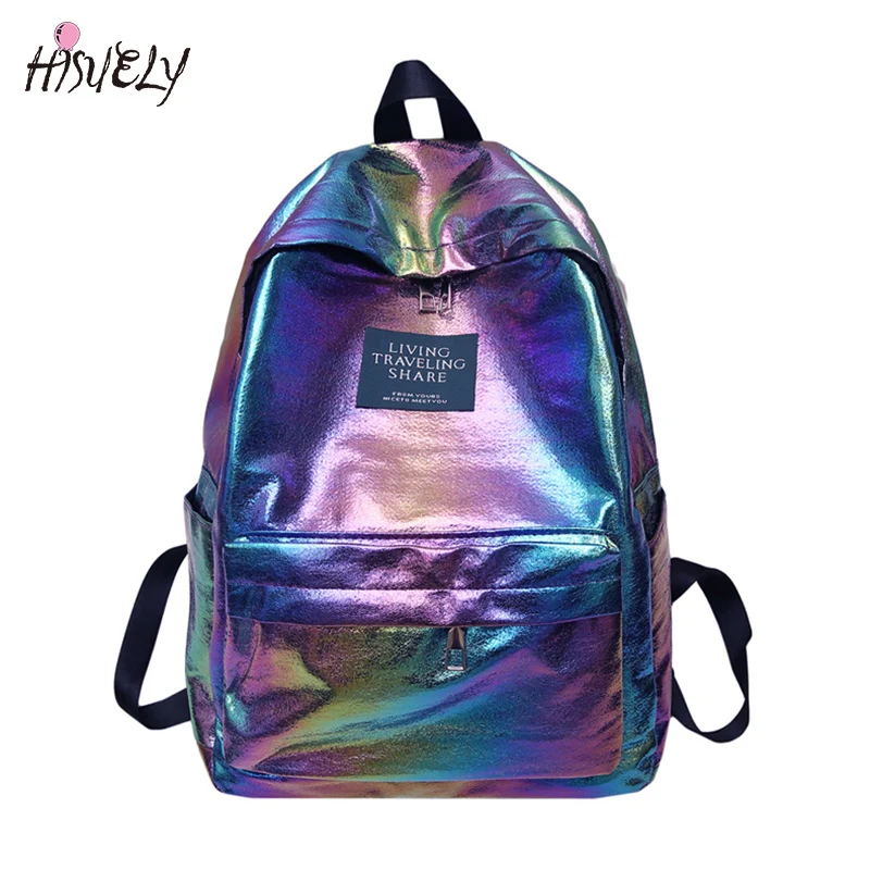 Women Backpacks Rucksack Travel-Bag School-Bags Harajuku Pink Hologpraphic Waterproof