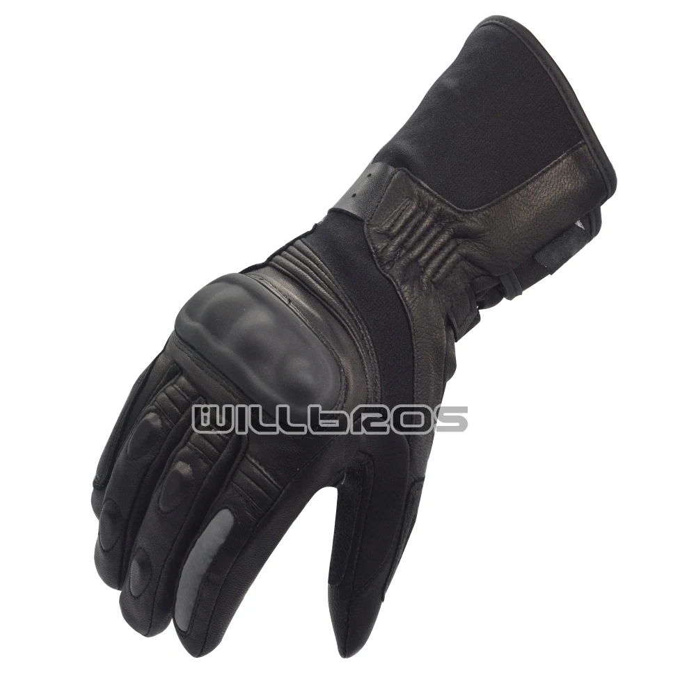 H2O-Guantes De Cuero Para Hombre, Manoplas Impermeables Para Motocicleta, Scooter, Locomotora, A Prueba De Viento, Color Negro Y Cálido, Invierno