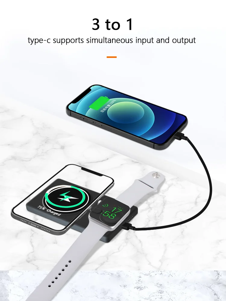 mobile power bank Qi 3 in 1 Fast Charging Magnetic Wireless Charger Power Bank For iPhone 13 12 Pro Max Mini/Apple Watch Chargers Powerbank power bank best buy