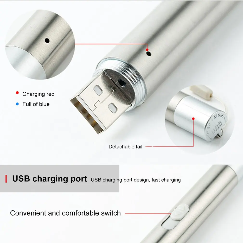 Карманные многофункциональные USB фонари из алюминиевого сплава ручной Светодиодный УФ-и красный лазер и освещение фонарик водонепроницаемый мощный фонарь