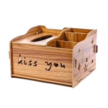 

1PC Tissue Box Sundries Wooden Multifunction Container Organizer for Bedroom Living Room