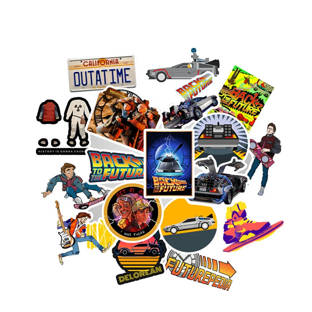 10/30/50PCS American TV Series Back To The Future Sticker Decals Laptop Skateboard Suitcase Water Cup Gift Toy Sticker Wholesale