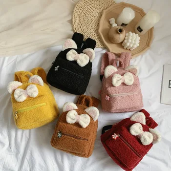 

2020 Cute Baby Kid Plush Backpacks Bowknot Lovely Cartoon Bags Toy School Outdoor Travel Pack Student Kindergarten Soft Backpack