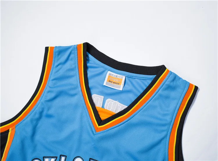 Звездный костюм для баскетбола впитывающий пот гром № 0 Westbrook вышитая рубашка мужской игровой набор