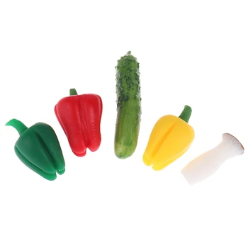 

5pcs 1/12 Scale Kinds of Vegetables Model Mini Vegetables Pretend Play Mini Food Play Dollhouse Miniature