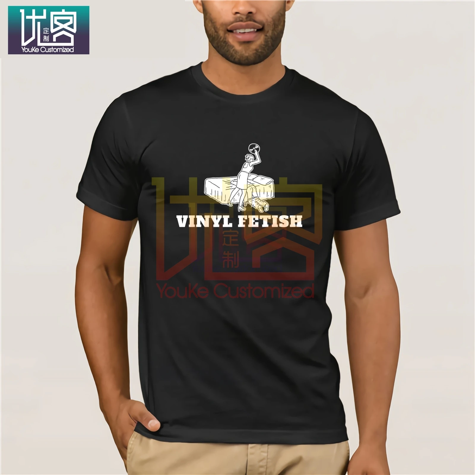 LEQEMAO виниловый фетиш Мужская футболка подарок на день рождения Dj Slipmat картридж