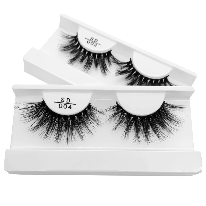 Black Faux Mink False Eyelashes Hand Made Fluffy Dramatic Lashes