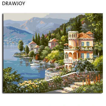 

Seascape Frameless Wall Art Pictures Painting By Numbers DIY Canvas Oil Painting Europe Home Decoration G347 40*50cm