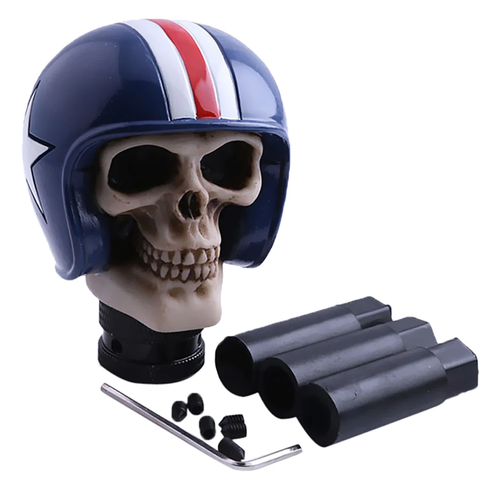 Car Manual Gear Stick Shift Knob Blue Skull Cover Handle Shifter Lever