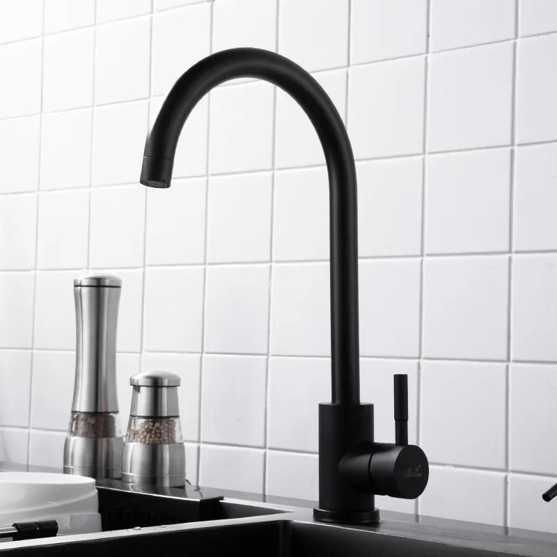 

304 Stainless Steel Cold Washing Basin Single Bore Black Retro Washing Basin Tap Sink Faucet