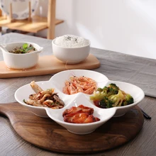 Европейская белая керамическая тарелка с четырьмя сетками для закусок, для дома, ресторана, отеля, фруктов, закусок, суши, для одного человека, кухонная посуда