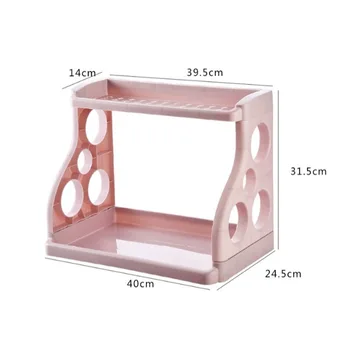 

Kitchens Nordic Style Racks Holders Double Shelf Condiment Supplies Storage Rack Bathroom Storage Seasoning Tool Sort Out Holder