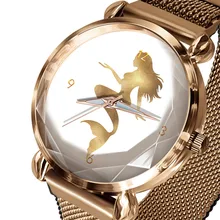 Diy часы с изображением русалки, подарочный альбом, часы на заказ, фото, изготовленные с логотипом, женские часы с золотым браслетом, 1 шт., на заказ, 320