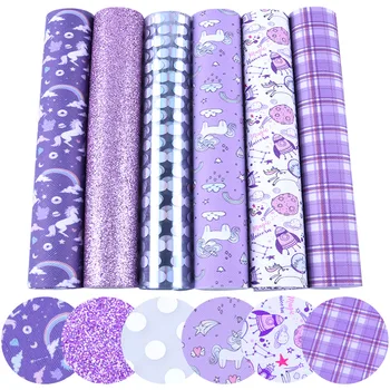 

20*34cm purple Sequins Suit Synthetic Leather Fabric DIY Bow Sheets Material Home Decoration Crafts Modern Home Garment Textile