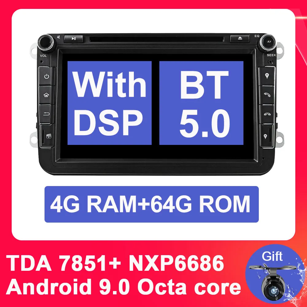 4G 64G PX5 DSP Eunavi 2 din Android 9 Octa Core 4 Гб 64 Гб автомобильный DVD для VW Passat CC Поло Гольф 5 6 Touran EOS T5 Sharan Jetta Tiguan gps радио DSP - Цвет: 4G 64G PX5 DSP