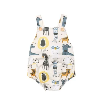 

Cute Newborn Baby Boy Girl Sleeveless Cartoon Animal Print Cotton Rompers Jumpsuit Playsuit Outfits 2020 Summer Sunsuit Clothes