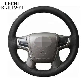 

Artificial Leather DIY Black Hand sewing Car Steering Wheel Cover for Toyota Land Cruiser Prado 2018 Cruiser 2016 -2019