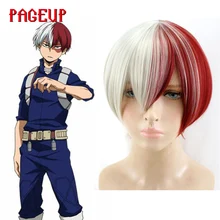Pageup мужской косплей парик My Hero Academy костюмы на Хэллоуин волосы шото Тодороки Shouto парик аниме термостойкие синтетические волосы