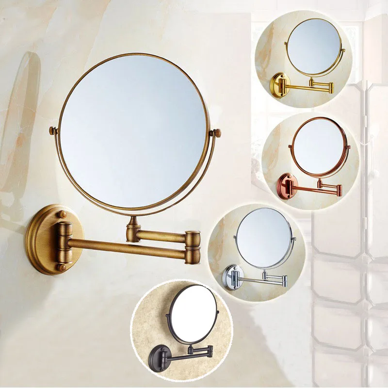 Online 8 zoll Bad Spiegel 3X Vergrößerung Wand Montiert Einstellbar Make Up Spiegel Dual Arm Verlängern 2 Gesicht Bad Spiegel KD002