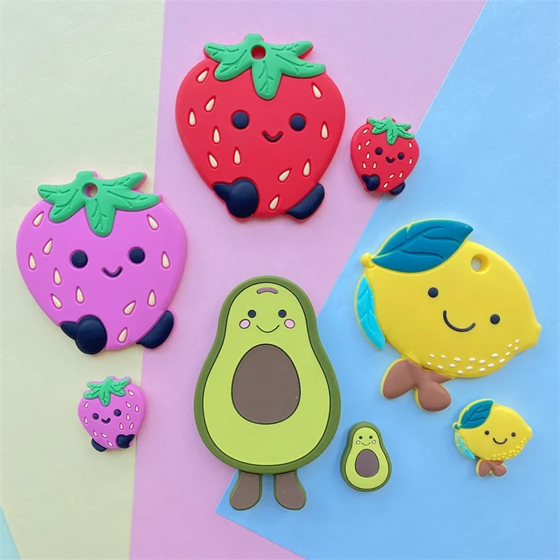 1pcs Silicone Baby Teether Rodent Avocado Strawberry  Cactus DIY Accessories baby teething Necklace Toy 3