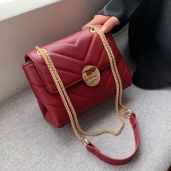 

Chain PU Soft Leather Solid Color Crossbody Bags for Women New Fashion Ladies' Shoulder Messenger Flap Bag Female Handbags Sac