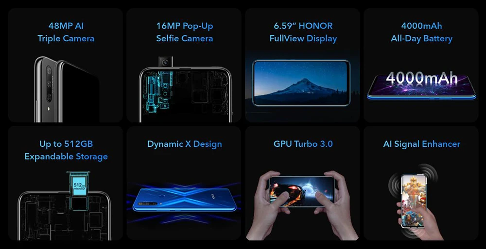 Global Version Honor 9X Smartphone Global Rom Huawei Kirin 710F Not 9Pro 48MP Triples Cam 6.59'' Mobile Phone Android 9 4000mAh (15)