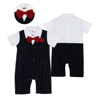 

Party Birthday Wedding Tuxedo Baby Boy Clothes Gentlemen Casual Formal Toddler Jumpsuit Romper Onsie Kids Summer Outfit 1T 2T