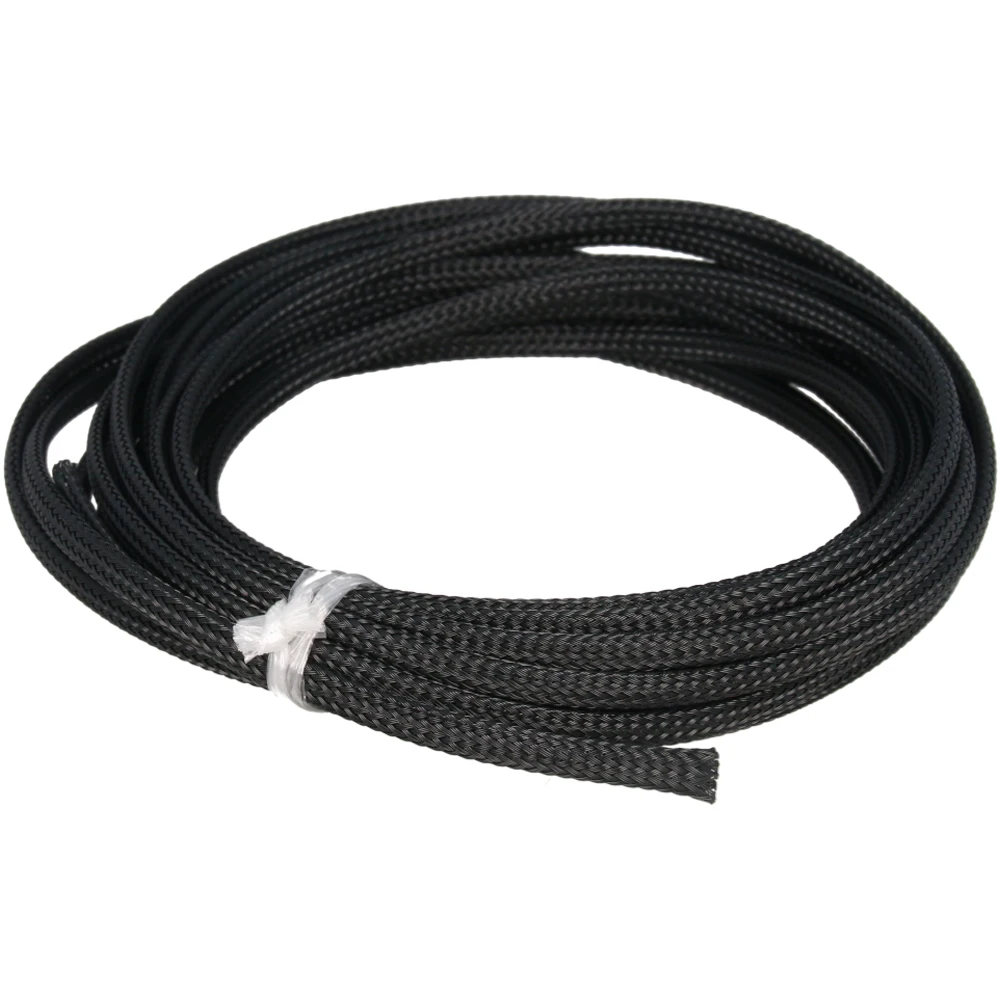 Black 4mm Width 5m Length Braided Protective Sleeve Corrosion-Resistant PET Braided Cable Insulation Sleeve Use To Wrap Protect Cables - Цвет: Black