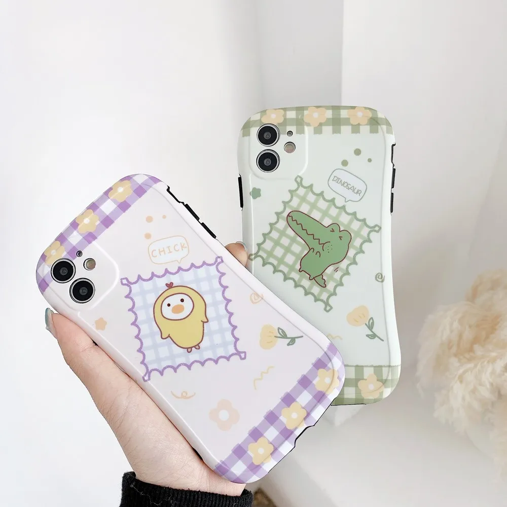 

Chicken and Dinosaur Apple Pattern For iPhone 11 Pro Max XR XS Max XS 7 8 plus Fine hole small waists Photo frame case