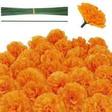

50PCS Creative Marigold Artificial Flower For Diwali Home Decoration DIY Wreath Garland Craft Wedding Party Decoration