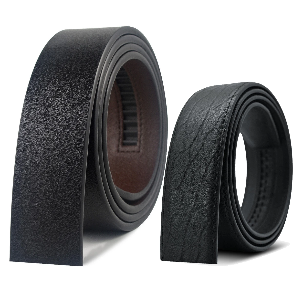 

Cowhide Belt Strap No Buckle Genuine Leather Belts Automatic Buckle Belt for Men High Quality 4 Style Black