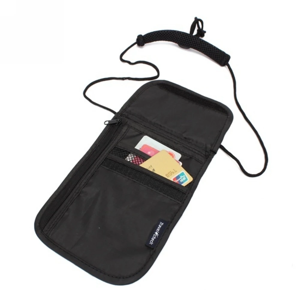 

Women Men Small Money Travel Passport Bag Security Under Clothes Neck Wallet Money Document Card Passport