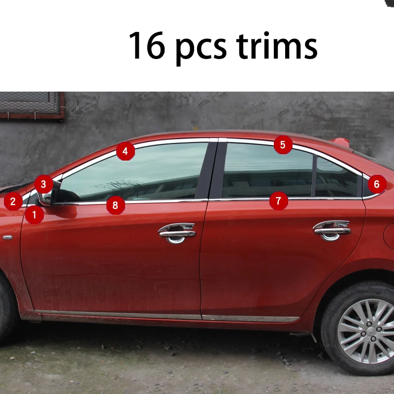 Lsrtw2017 304 Нержавеющая сталь окна автомобиля планки для Toyota Vios Yaris седан