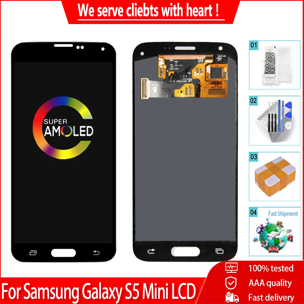 4 5 &quotAMOLED для SAMSUNG GALAXY S5 мини ЖК-дисплей сенсорный экран дигитайзер Замена Mini G800 G800F
