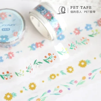 

15mm*3m PET Flowers Daisy Tulip Decorative Tape Stickers Diary Album Decoration