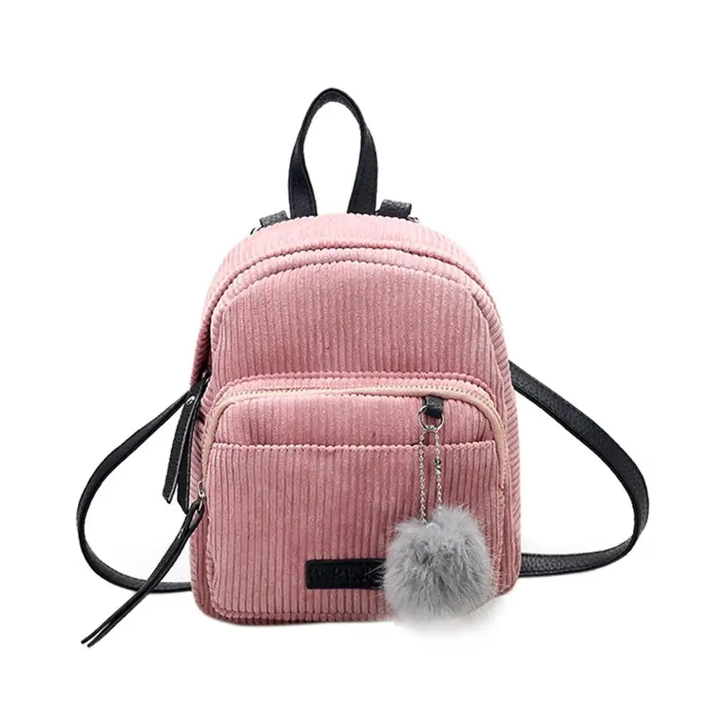 pink Вельветовые рюкзаки для женщин Mochila модные зимние повседневные стильные Женские однотонные рюкзаки для девочек-подростков Прямая поставка - Цвет: pink