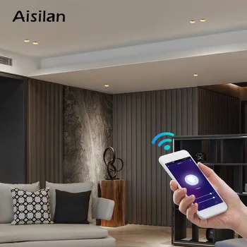 

Aisilan Recessed LED intelligent control Downlight Angle Adjustable Built-in LED Spot light Narrow border 7W for Indoor Lighting