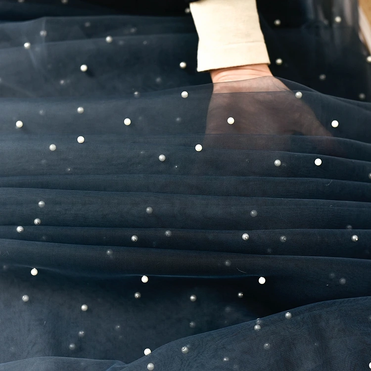 Серо-синий ногтей жемчужина Марля градиент ткань мягкая сетка ткань градиент свадебное платье материал одежды прозрачная ткань