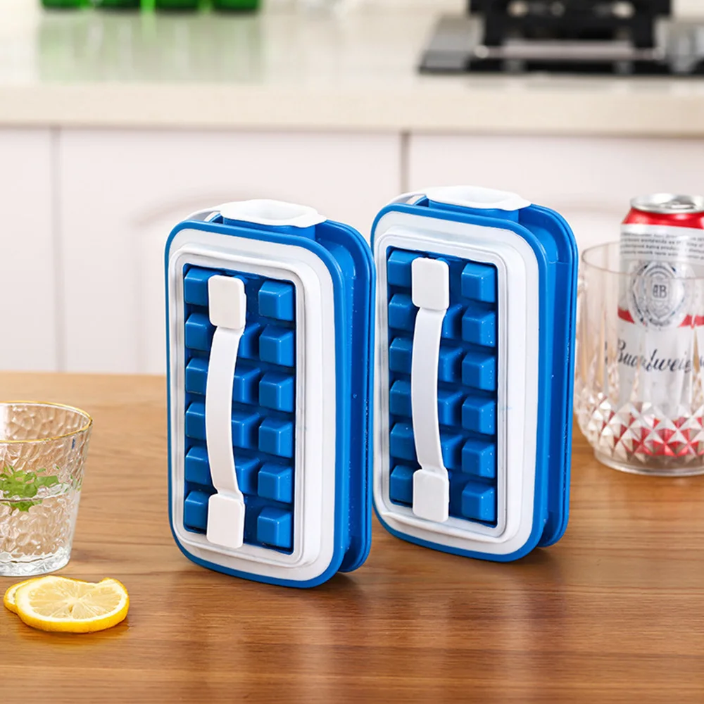 

New Folding Portable Grid Ice Cube Maker Ice Cube Tray Storage Cold Kettle Silicone Ice Mold For Whiskey Wine Cocktail Juice