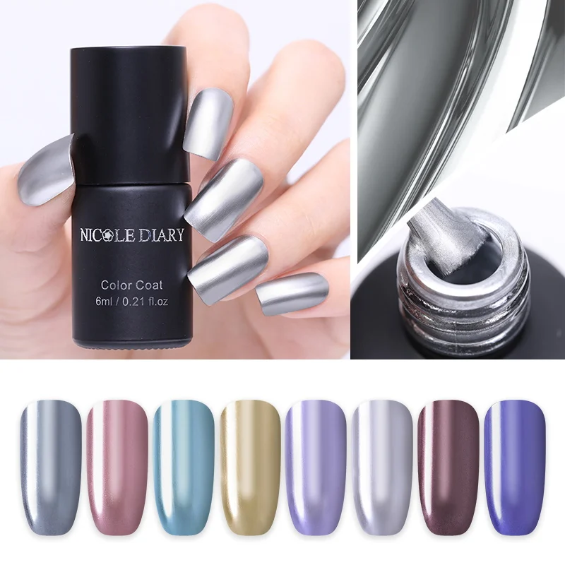 

NICOLE DIARY Metallic Nail Gel Glitter Shinning Polish Sequins Painting UV LED Gel Lacquer Primer Varnish For Manicure Art