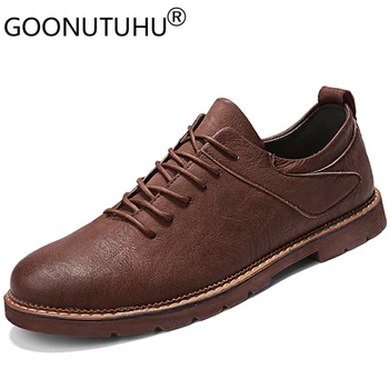 

2020 style fashion men's shoes casual leather classics brown black lace up shoe man breathable comfortable driving shoes for men